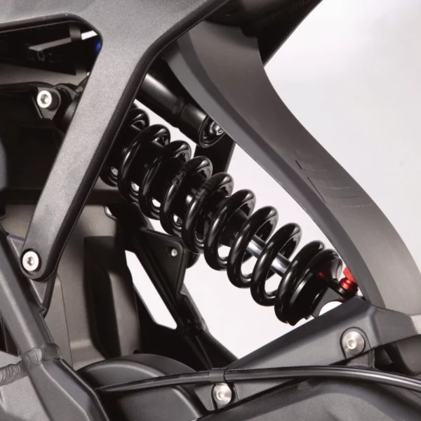 E Ride Pro SR Elektromotorrad – Detailansicht der Hinterradfederung